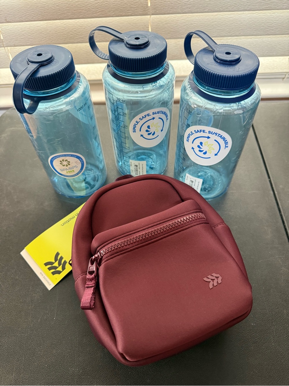 Nalgene Water Bottles 3 32oz Baby Blue & Mini Backpack All In Motion